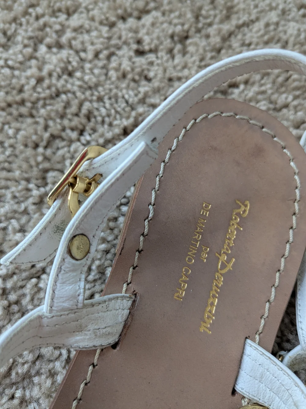 Women’s White Capri Sandal with Gold Starfish Accents - Picture 3 of 4